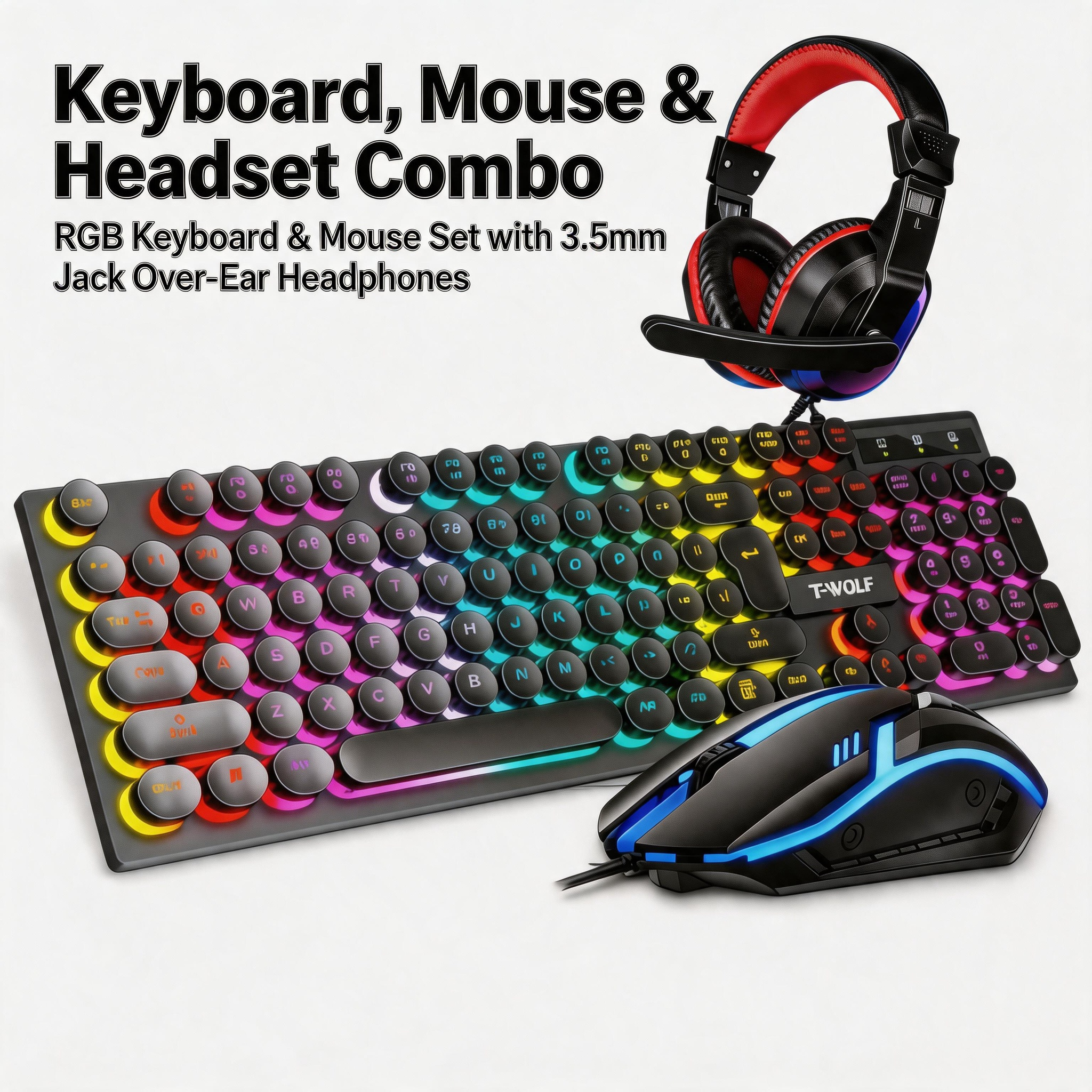 Gaming Keyboard Mouse And Headset Combo - Gaming Keyboard, Muis en Headset Combo,
