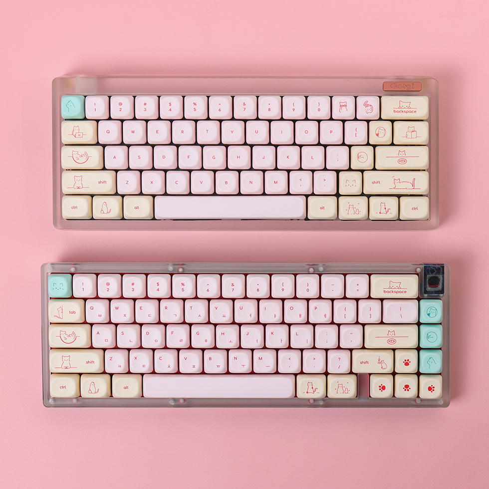 Gaming Keyboard Mini - Roze drukke kat minimalistisch klein lettertype