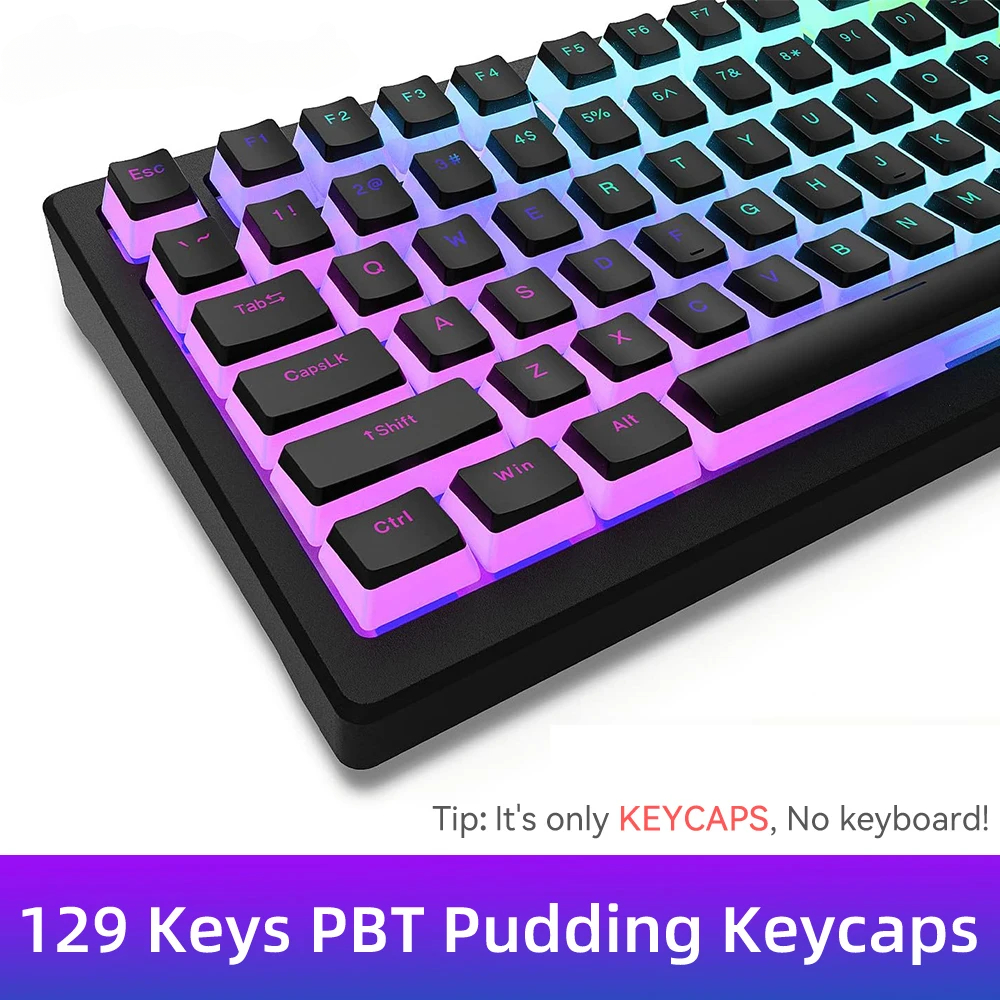Gaming Keyboard And Mouse Set - Nieuwe Pudding PBT Keycaps 129 toetsen