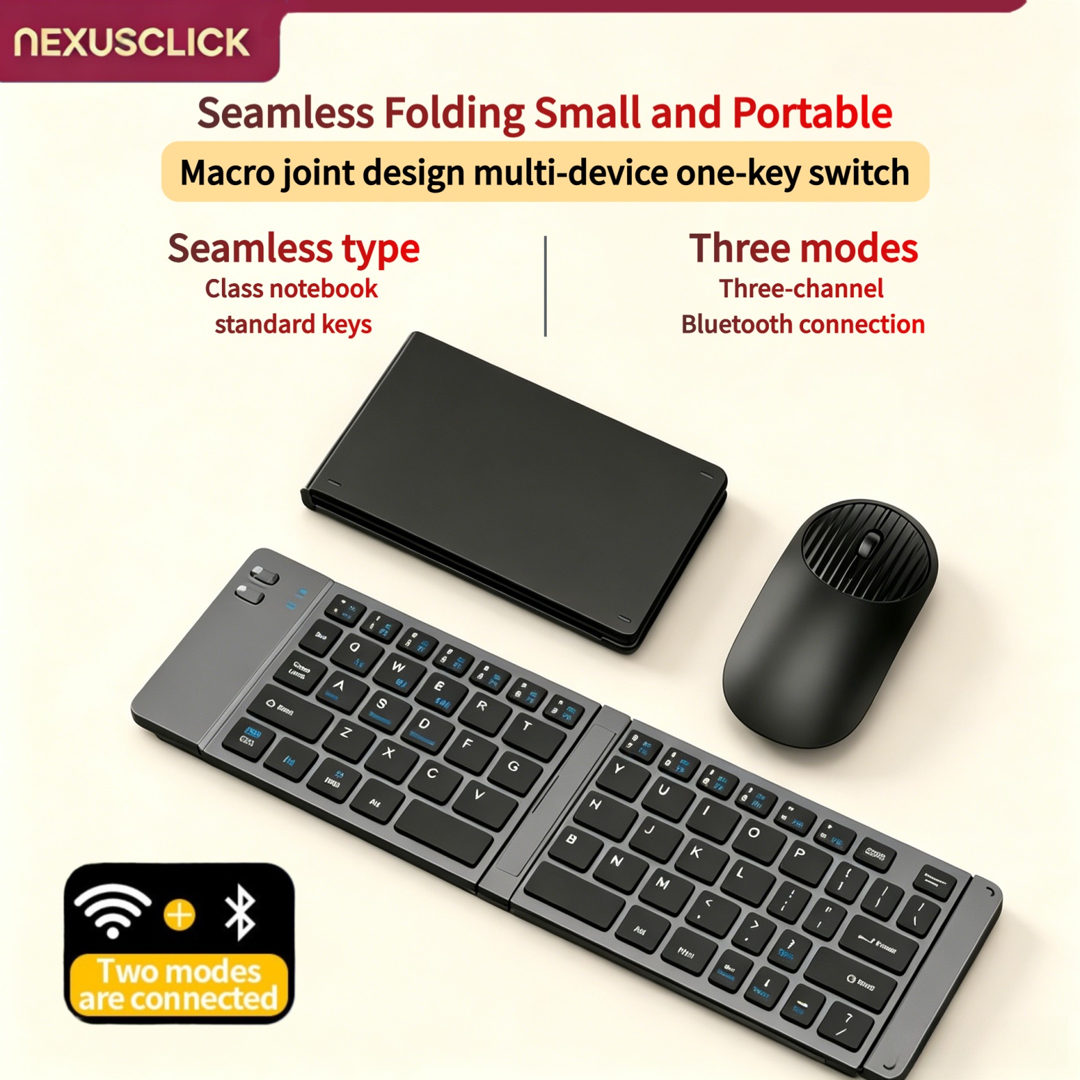 Keyboard Gaming Mac - NexusClick Nieuwe mini draadloze Bluetooth-toetsenbord-muisset, oplaadbare