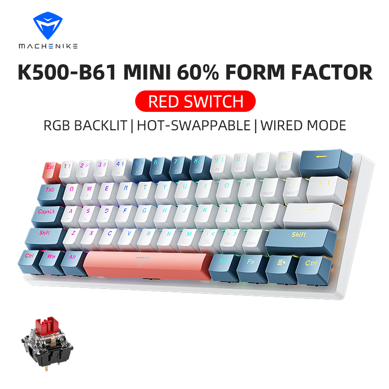 Gaming Keyboard Hot Swappable - K500-B61 Machenike Mini mechanisch toetsenbord 60%