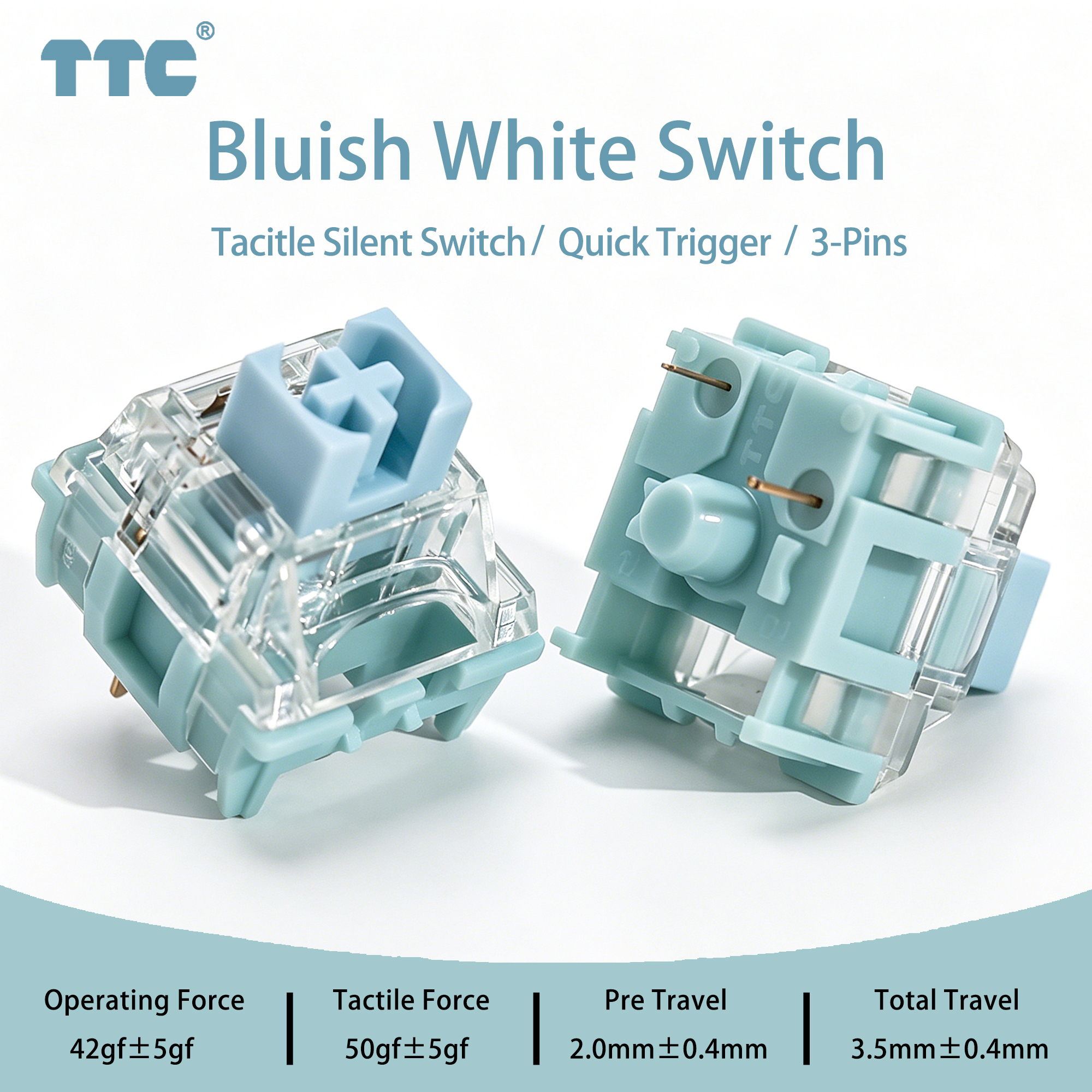 Gaming Keyboard No Rgb - TTC Blauwachtig Wit Stille Schakelaar 42gf