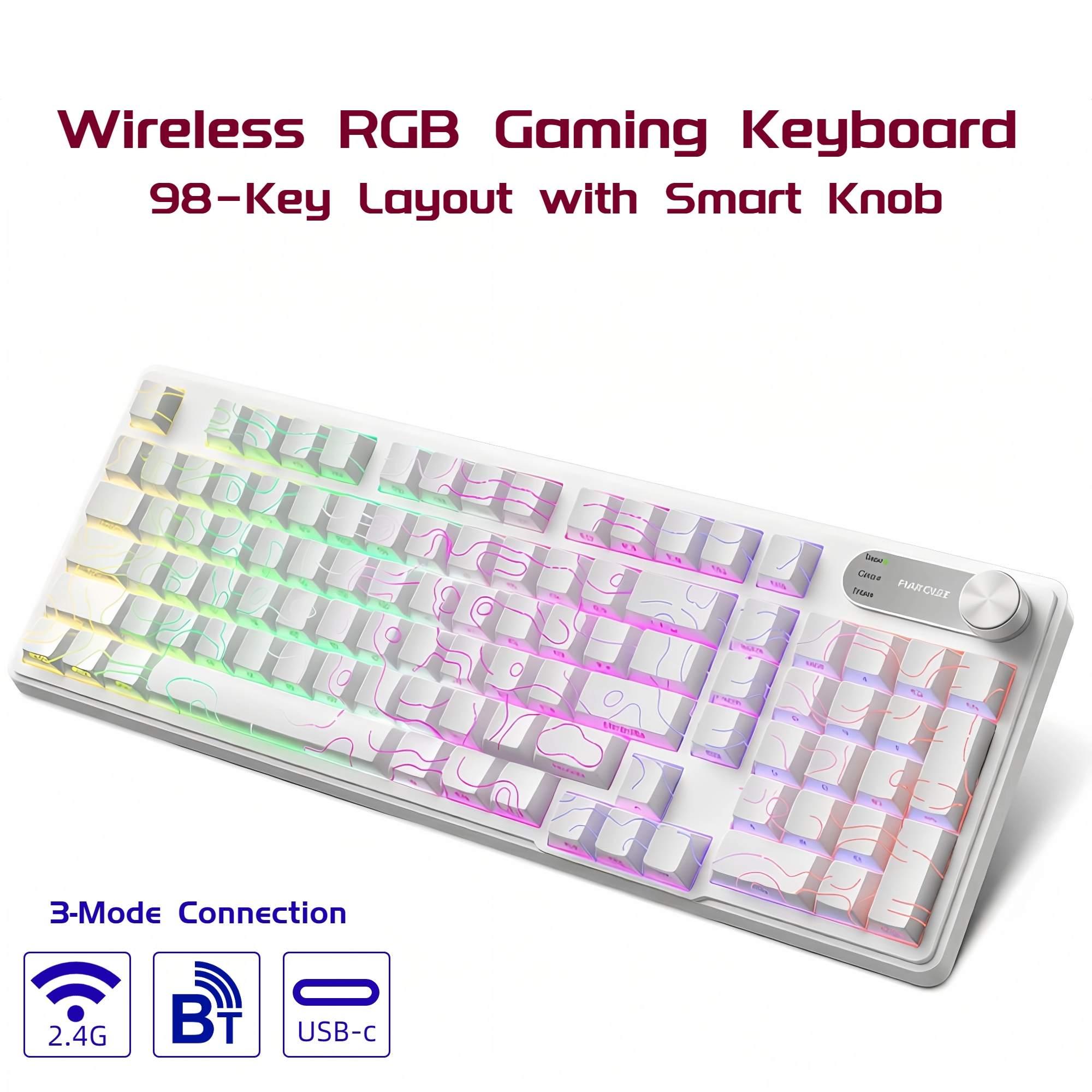 Gaming Keyboard Ip98 - IP98 98-toetsen tri-mode draadloos RGB-toetsenbord met
