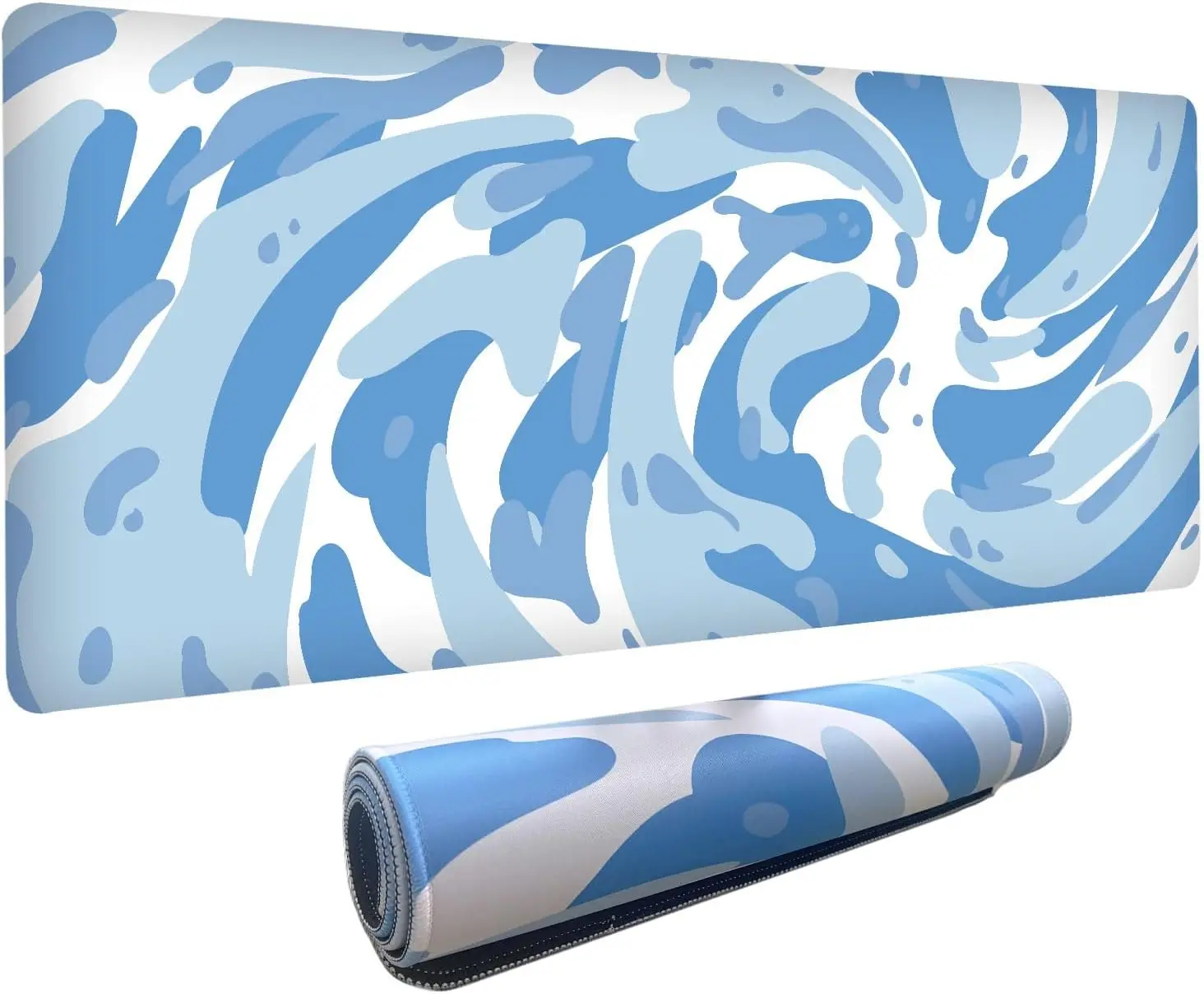 Gaming Keyboard Blue - Lichtblauwe Camo Swirl-patroon gaming-muismat Antislip uitgebreide
