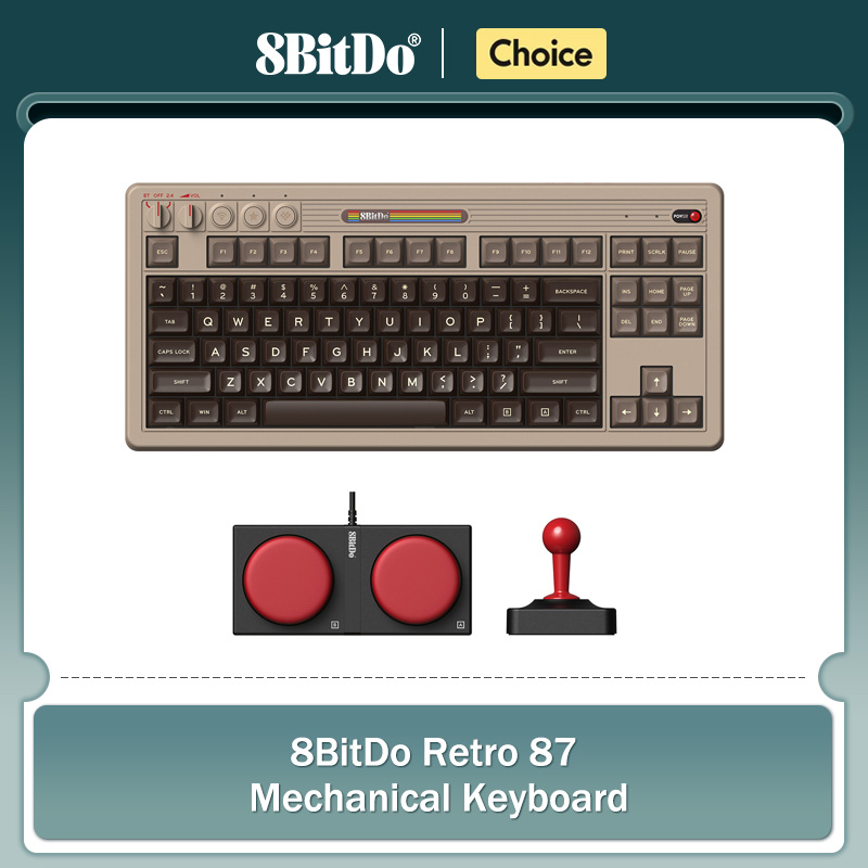 Gaming Keyboard Hot Swappable - 8BitDo retro mechanisch toetsenbord, BT/2.4G/USB-C hot-swappable