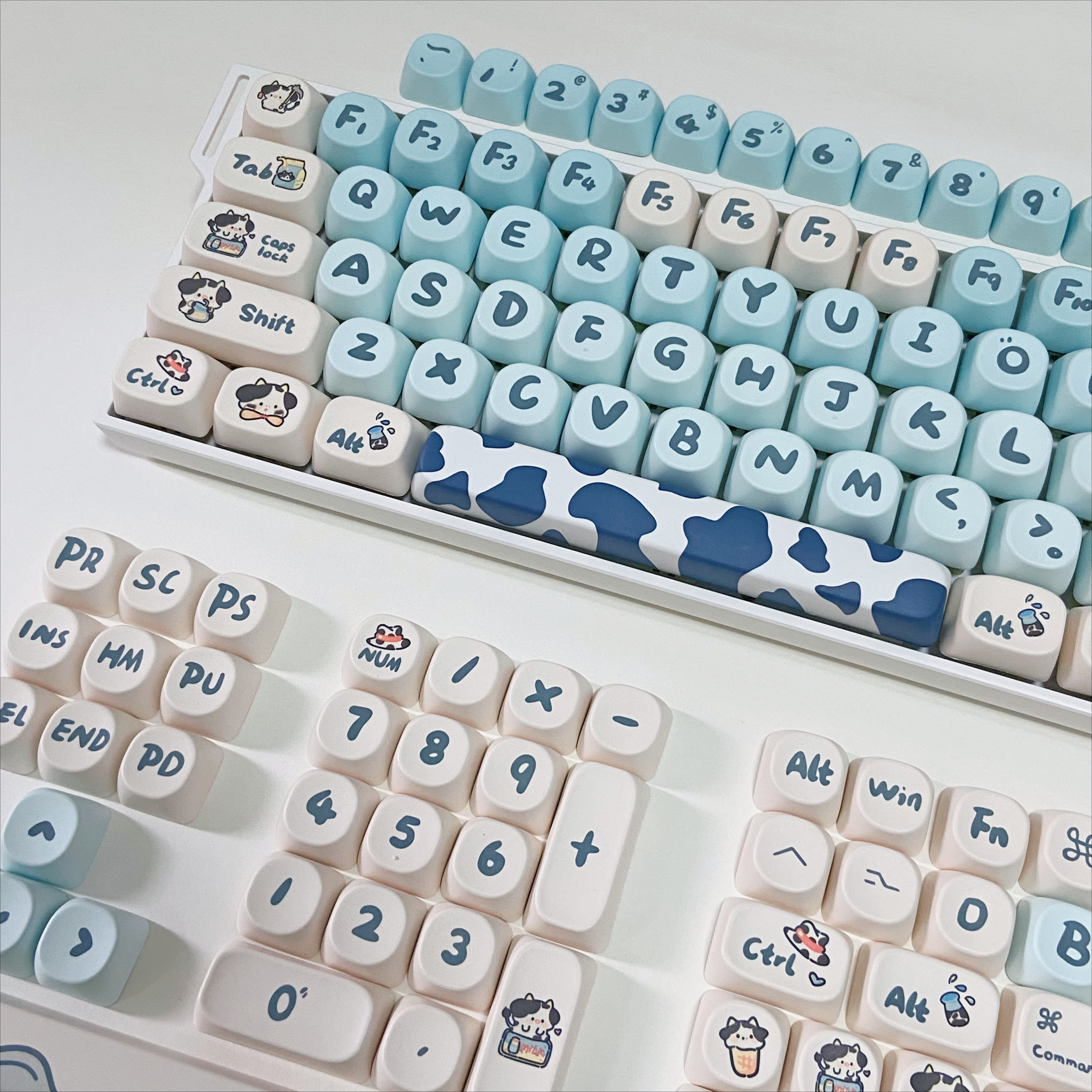 Gaming Keyboard Blue - Blauwe Koe Keycaps voor Mechanische Toetsenborden