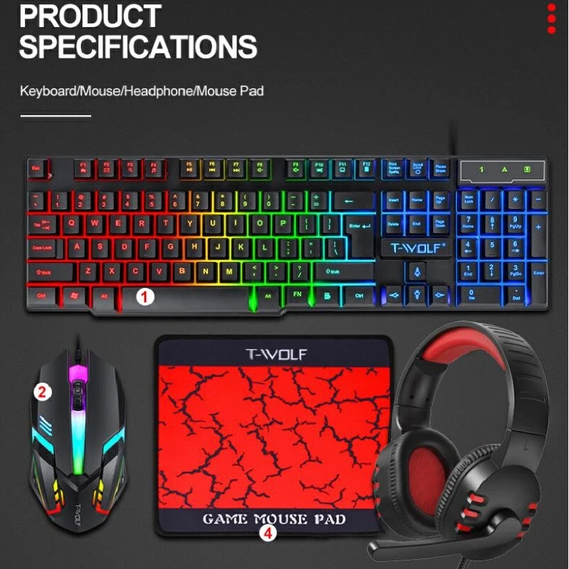 Gaming Keyboard Mouse And Headset Combo - Spaans Russisch Toetsenbord Layout Gaming Combo