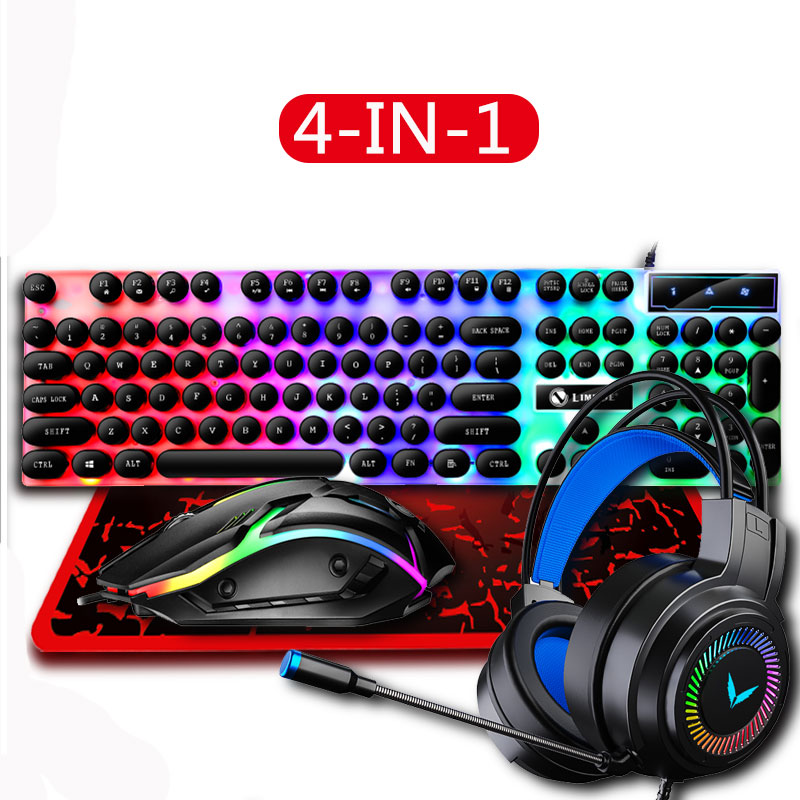 Gaming Keyboard Mouse And Headset Combo - 4-in-1 gamingtoetsenbord en muiscombinatie met headset