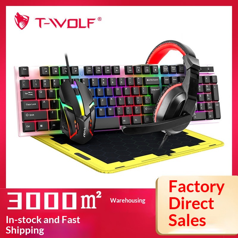 Gaming Keyboard Mouse And Headset Combo - T-Wolf Tf240 4-in-1 Spaanse Gaming Combo