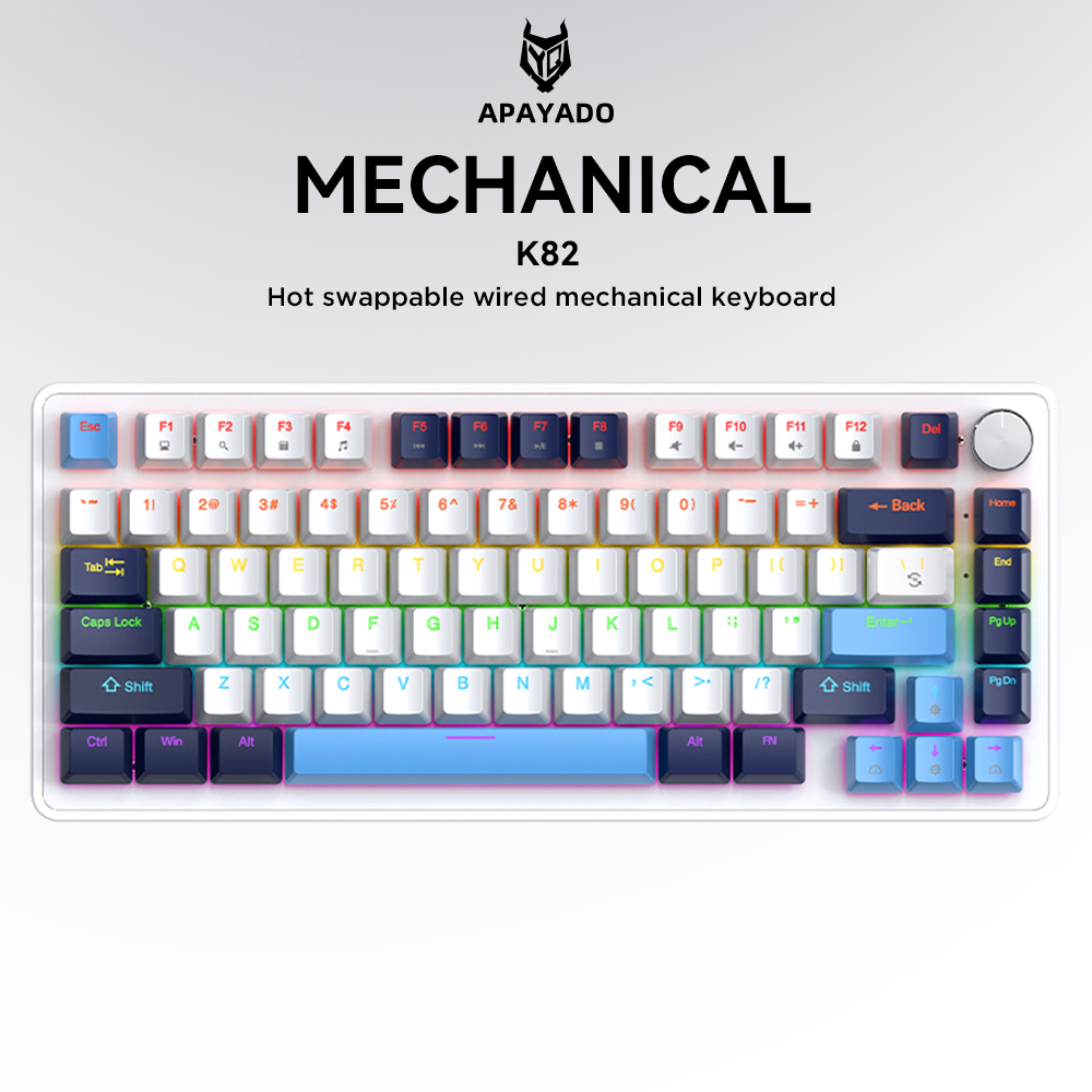 Keyboard Gaming Mac - APAYADO K82 Mechanisch toetsenbord, coole achtergrondverlichting,