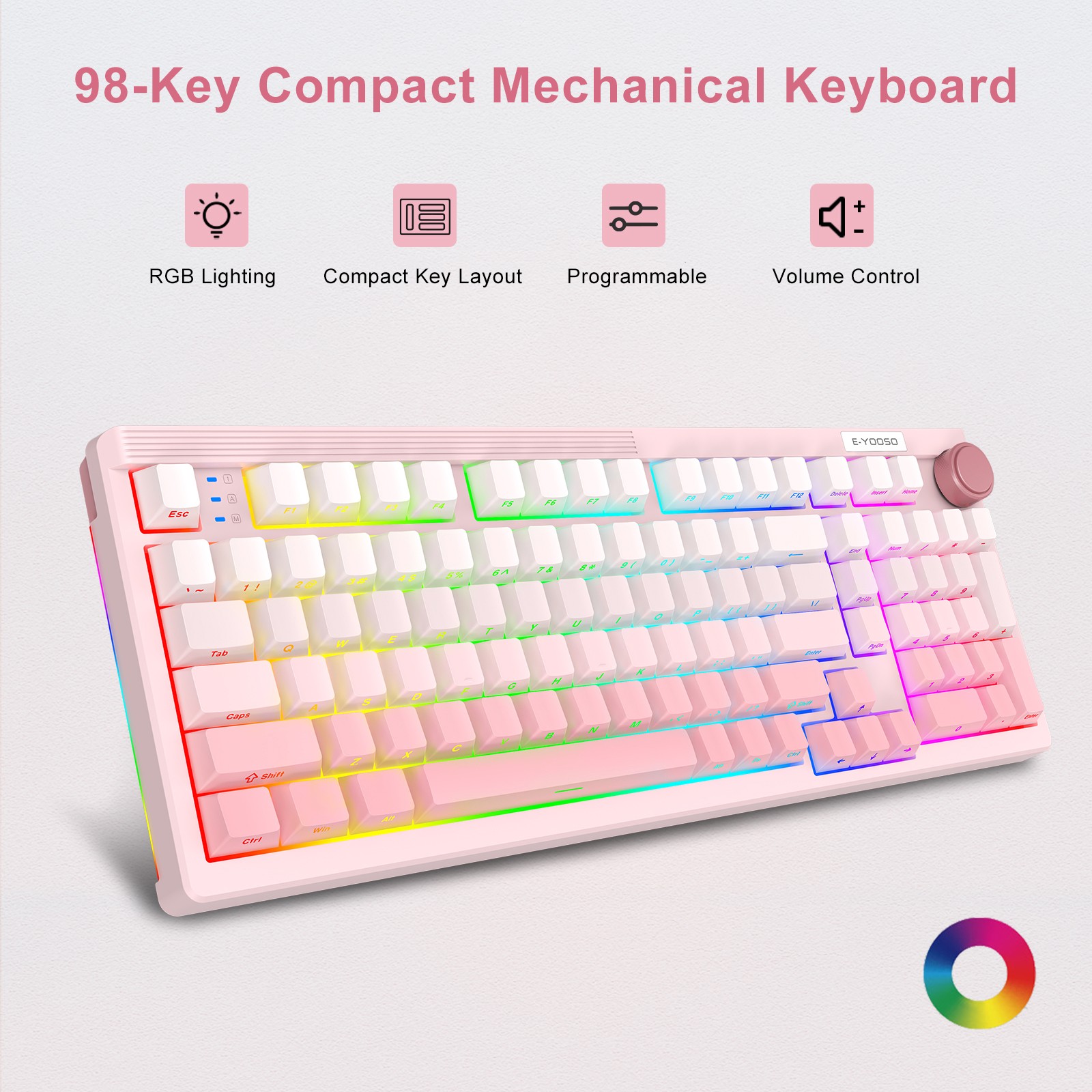 Gaming Keyboard E Yooso - E-YOOSO 98-toetsen bedraad tri-mode mechanisch gamingtoetsenbord