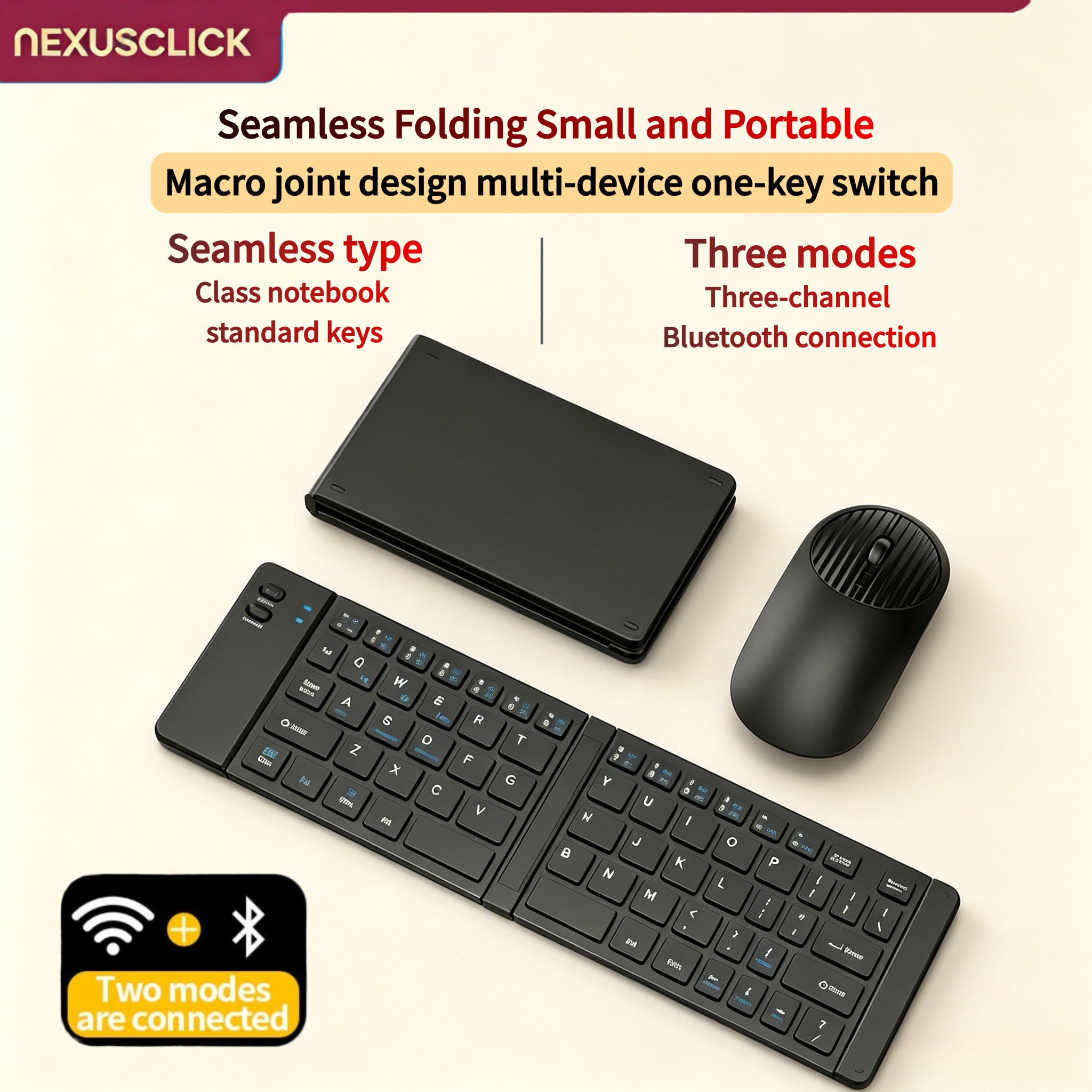 Keyboard Gaming Mac - NexusClick Nieuwe mini draadloze Bluetooth-toetsenbord-muisset, oplaadbare