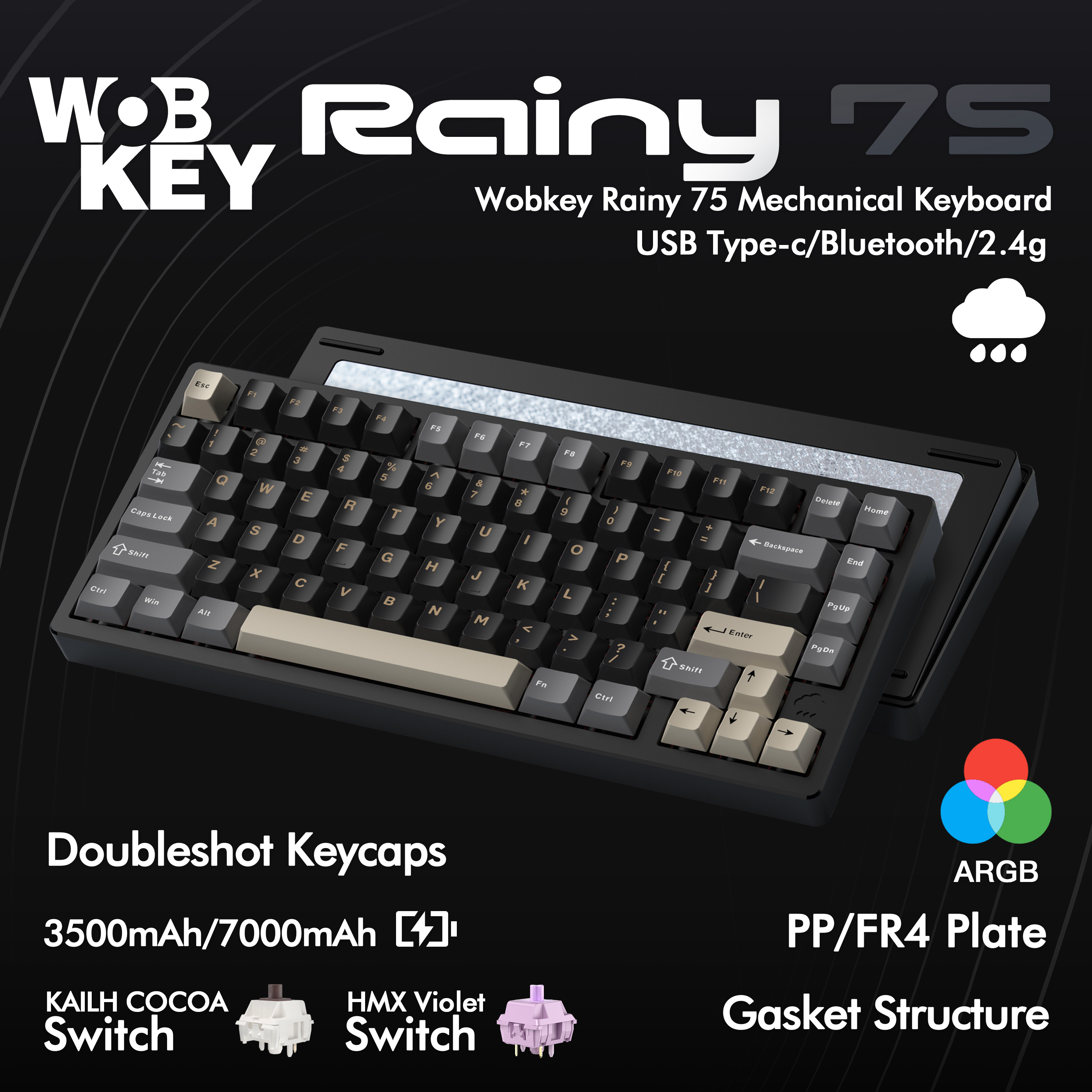 Keyboard Gaming Mac - WOBKEY WOB Rainy75 mechanisch toetsenbord 75%