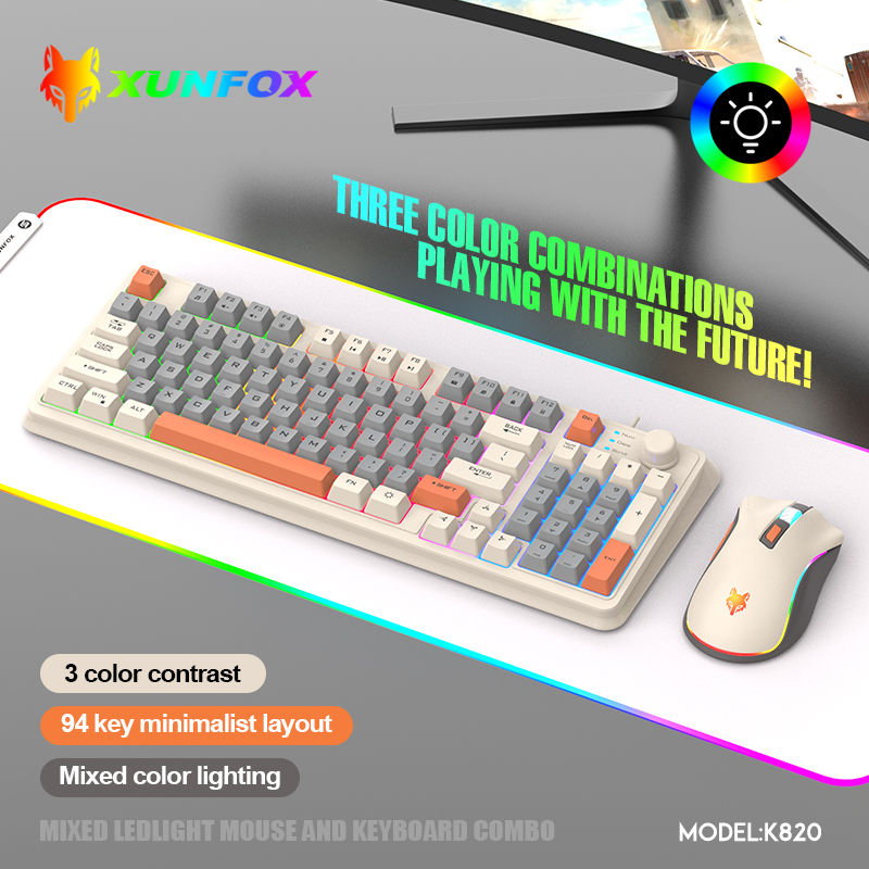 Gaming Keyboard Mouse And Headset Combo - K820 USB Bedraad speltoetsenbord Muisset Verlicht