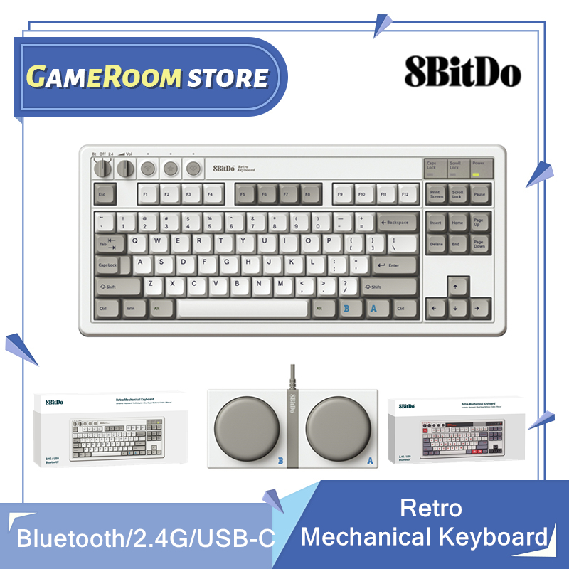 Gaming Keyboard Hot Swappable - 8Bitdo Retro mechanisch toetsenbord, Bluetooth/2.4G/USB-C Hot-swappable