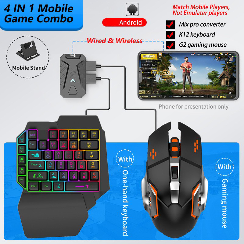 Gaming Keyboard Bluetooth - Mobiele games Converter Gamingtoetsenbord en muiskit
