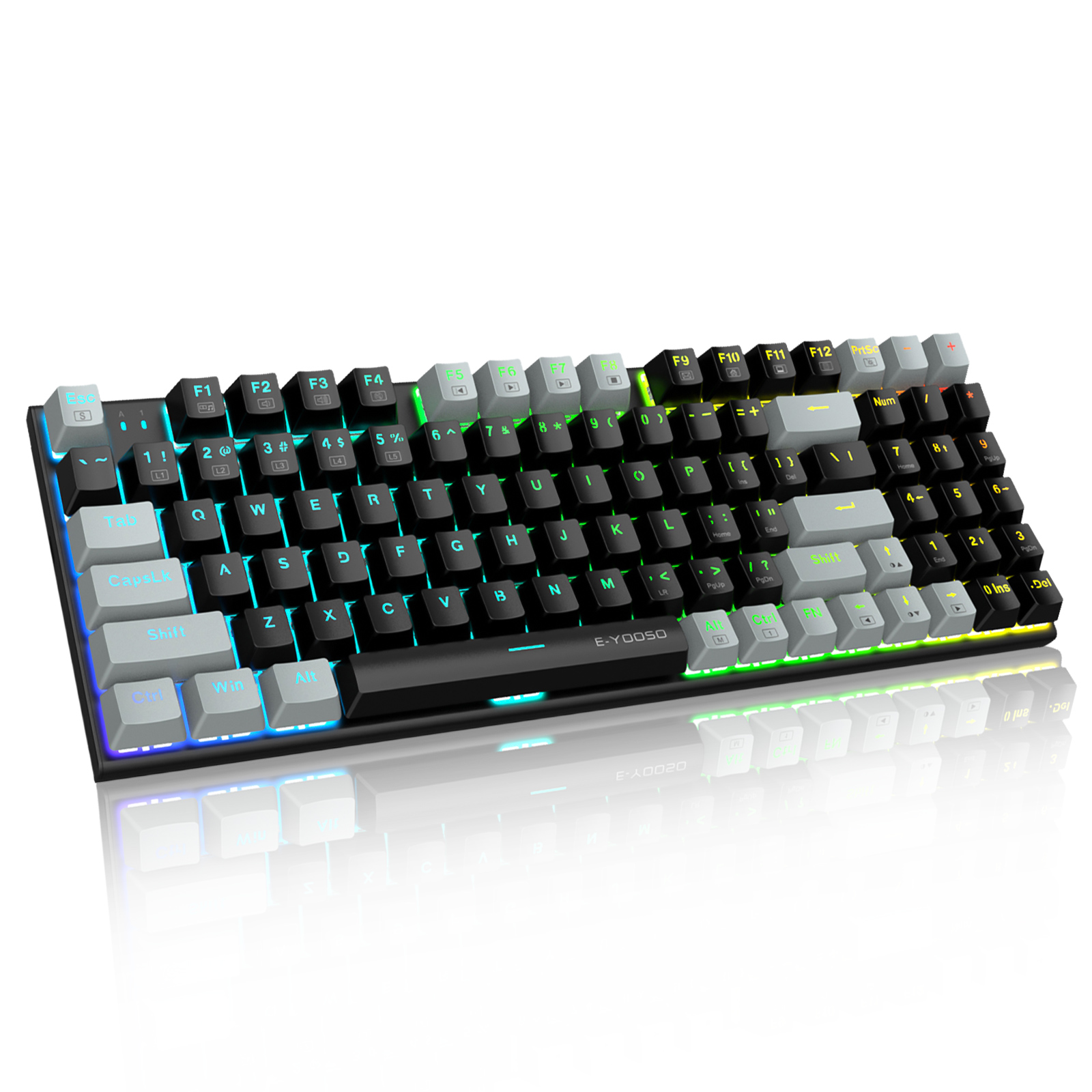 Gaming Keyboard E Yooso - E-YOOSO Z-19 Mechanisch gamingtoetsenbord, echte RGB-achtergrondverlichting,