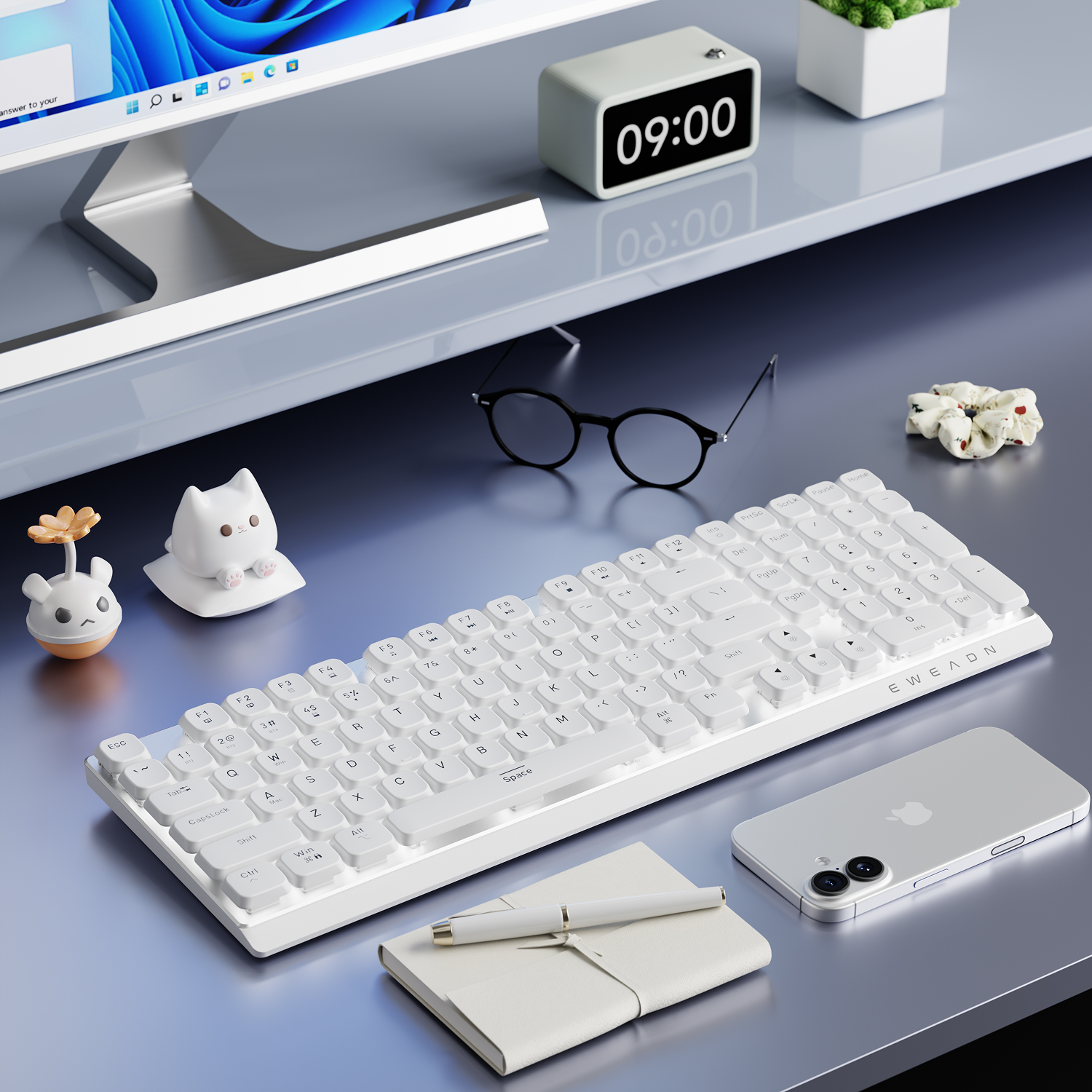 Gaming Keyboard Wireless - EWEADN Draadloos mechanisch gamingtoetsenbord met laag