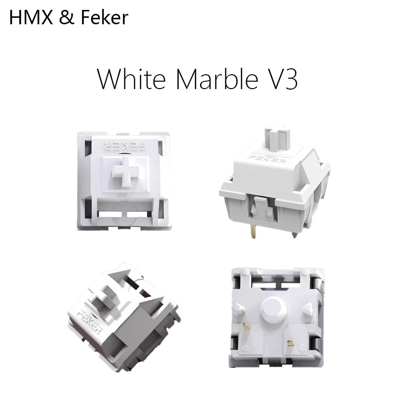 Gaming Keyboard Hot Swappable - HMX Feker Wit Marmer V3 Hot