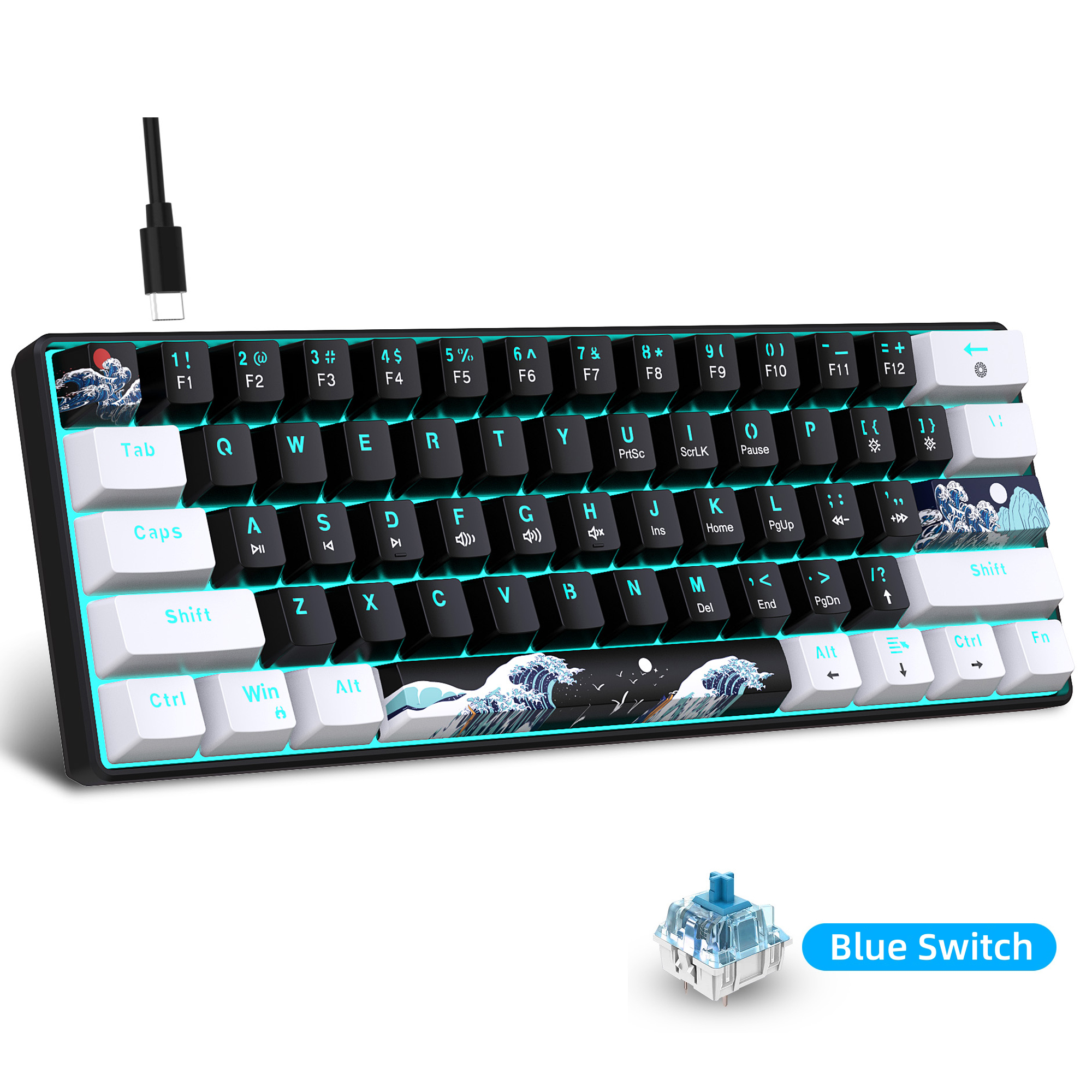 Gaming Keyboard And Mouse Set - 60% mechanisch toetsenbord, gamingtoetsenbord met blauwe