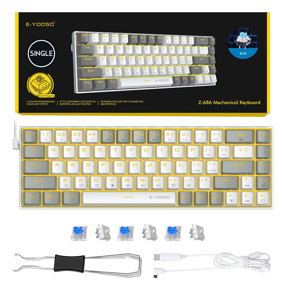 Gaming Keyboard E Yooso - E-YOOSO 68 mechanisch toetsenbord - magnetische
