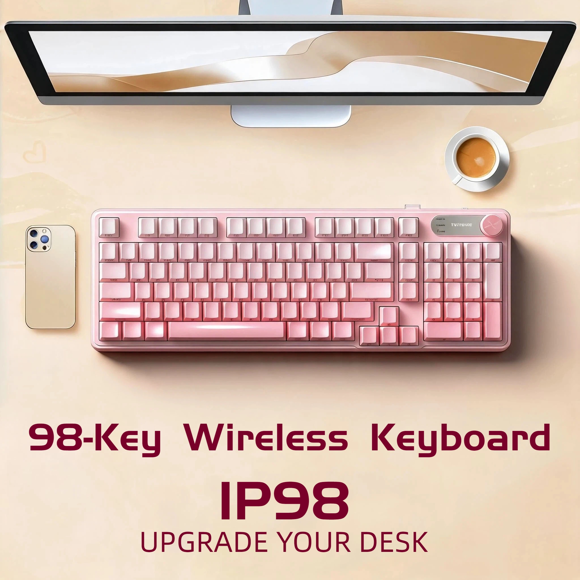 Gaming Keyboard Ip98 - IP98 Tri-Mode RGB draadloos toetsenbord, 98