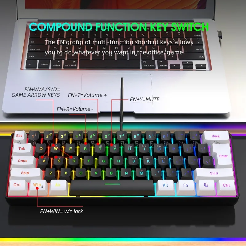 Toetsenbord en muis 60% comput - Gaming Keyboard Mouse And Headset Combo recensie en prijs