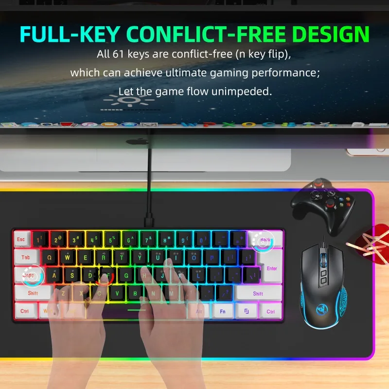 Toetsenbord en muis 60% comput - Gaming Keyboard Mouse And Headset Combo recensie en prijs
