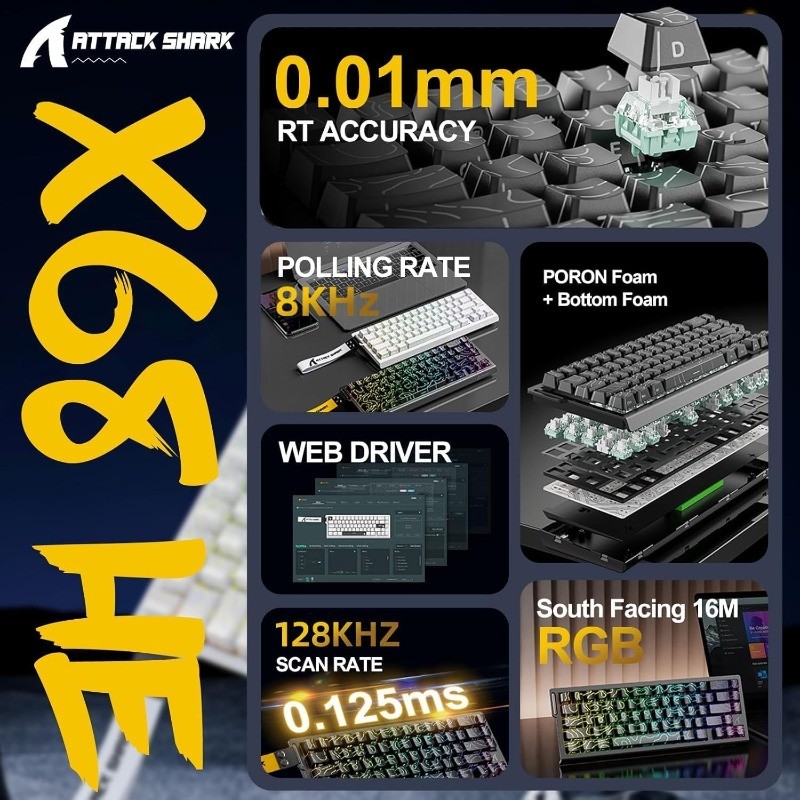 ATTACK SHARK X68 HE 8000Hz Rap - Keyboard Gaming Mac recensie en prijs