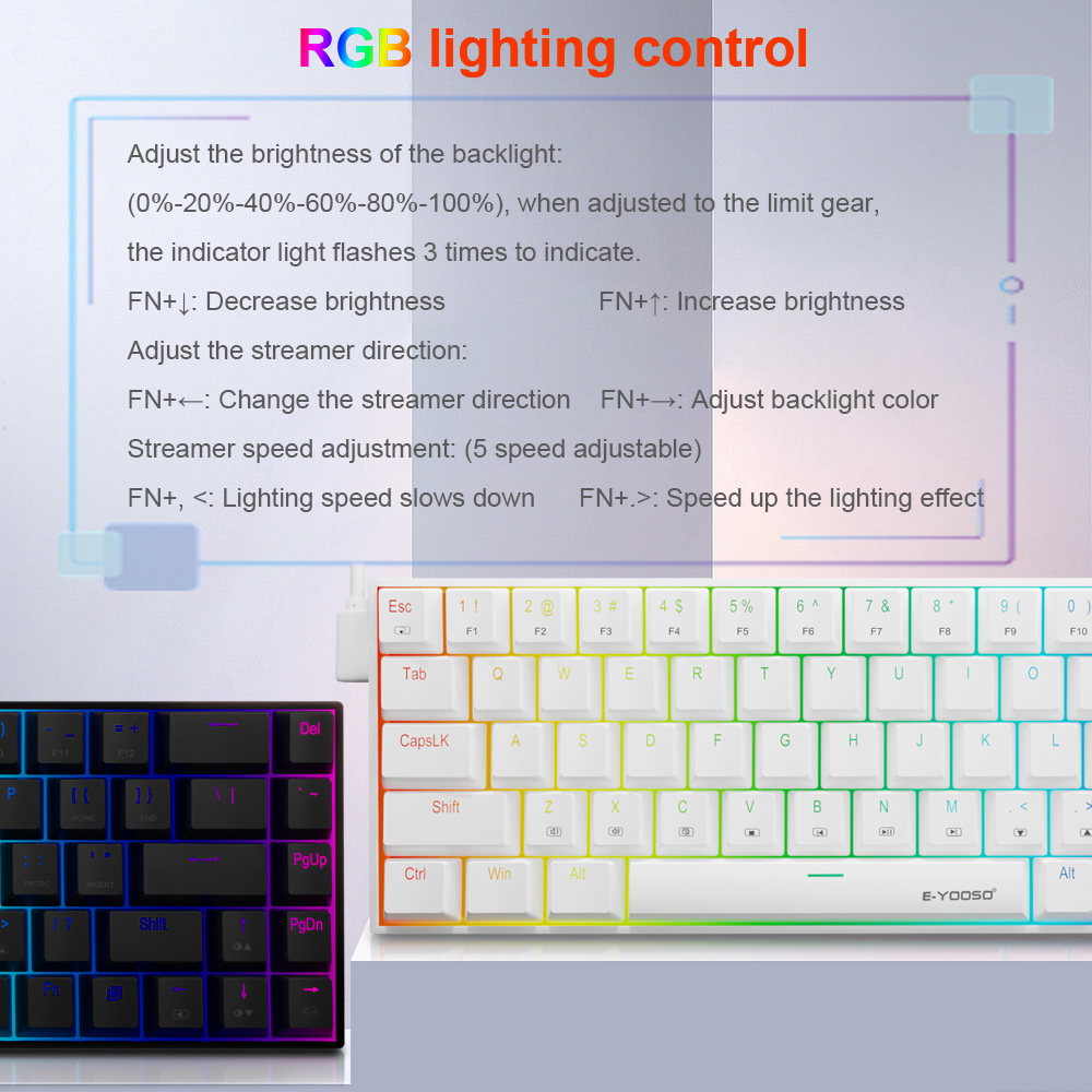 E-YOOSO Z686 Rgb Usb 60% Mini  - Gaming Keyboard E Yooso recensie en prijs