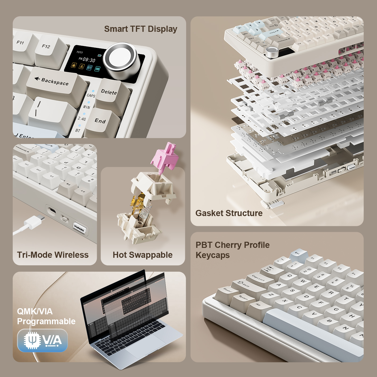 YUNZII B75 PRO MAX Draadloos m - Keyboard Gaming Mac recensie en prijs