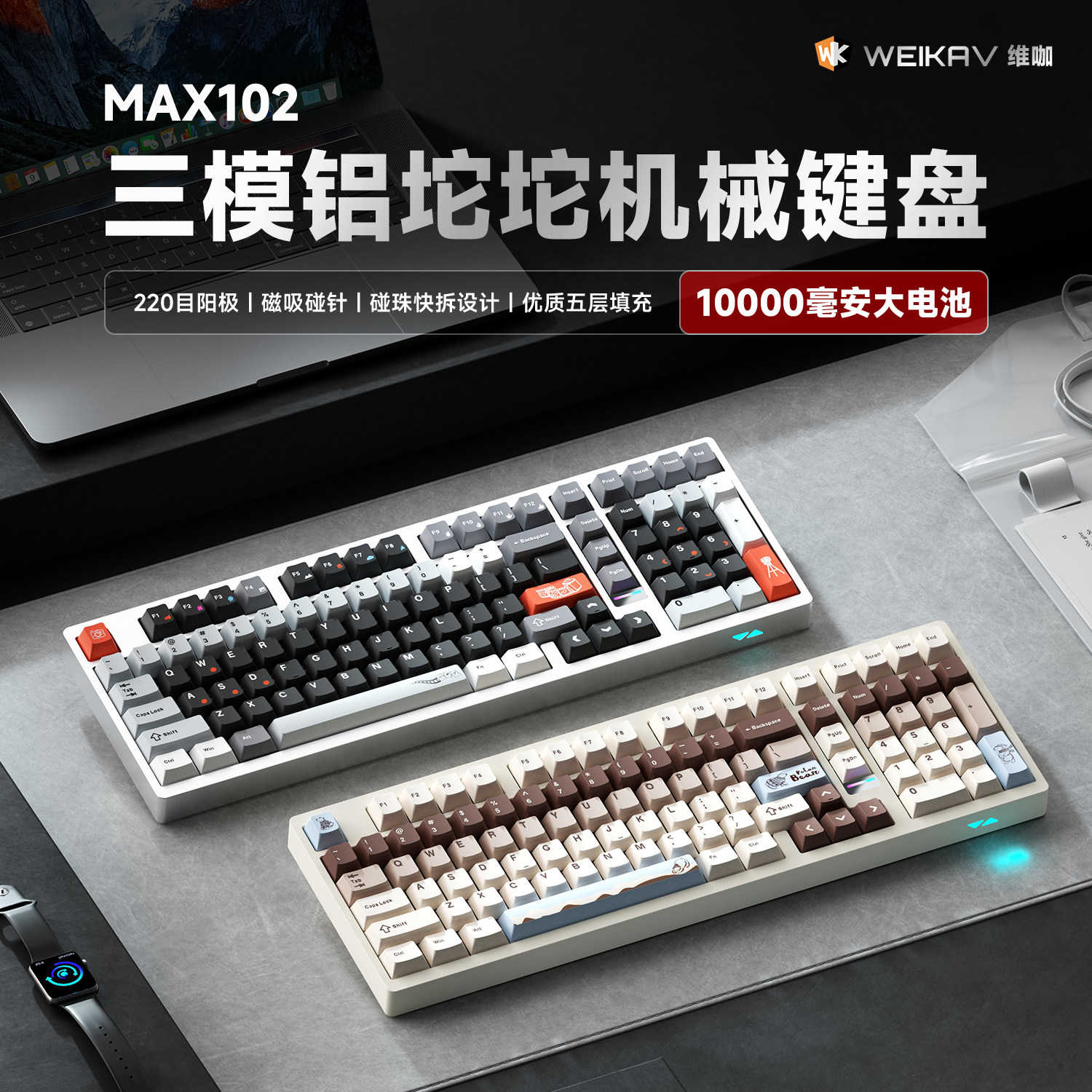 Weika Max102 aluminium behuizi - Gaming Keyboard Bluetooth recensie en prijs