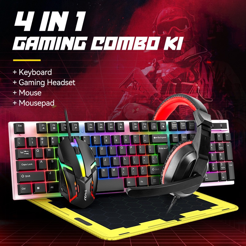 T-Wolf Tf240 4-in-1 Spaanse Ga - Gaming Keyboard Mouse And Headset Combo recensie en prijs