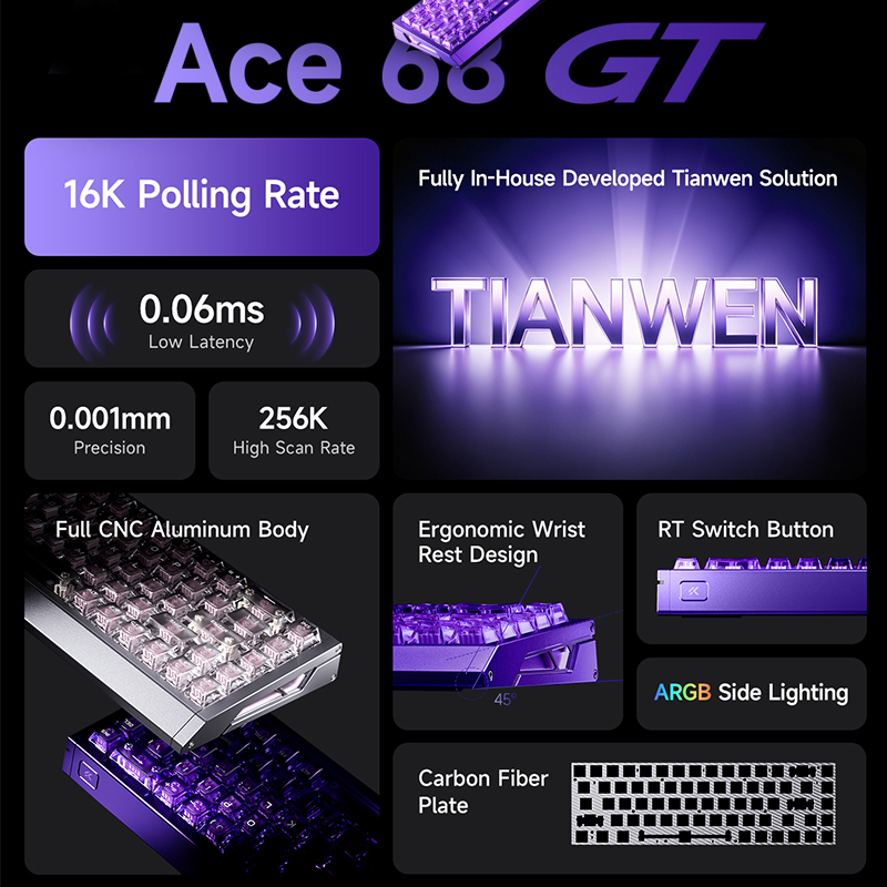 MCHOSE Ace 68 GT Aluminiumlege - Gaming Keyboard Hot Swappable recensie en prijs