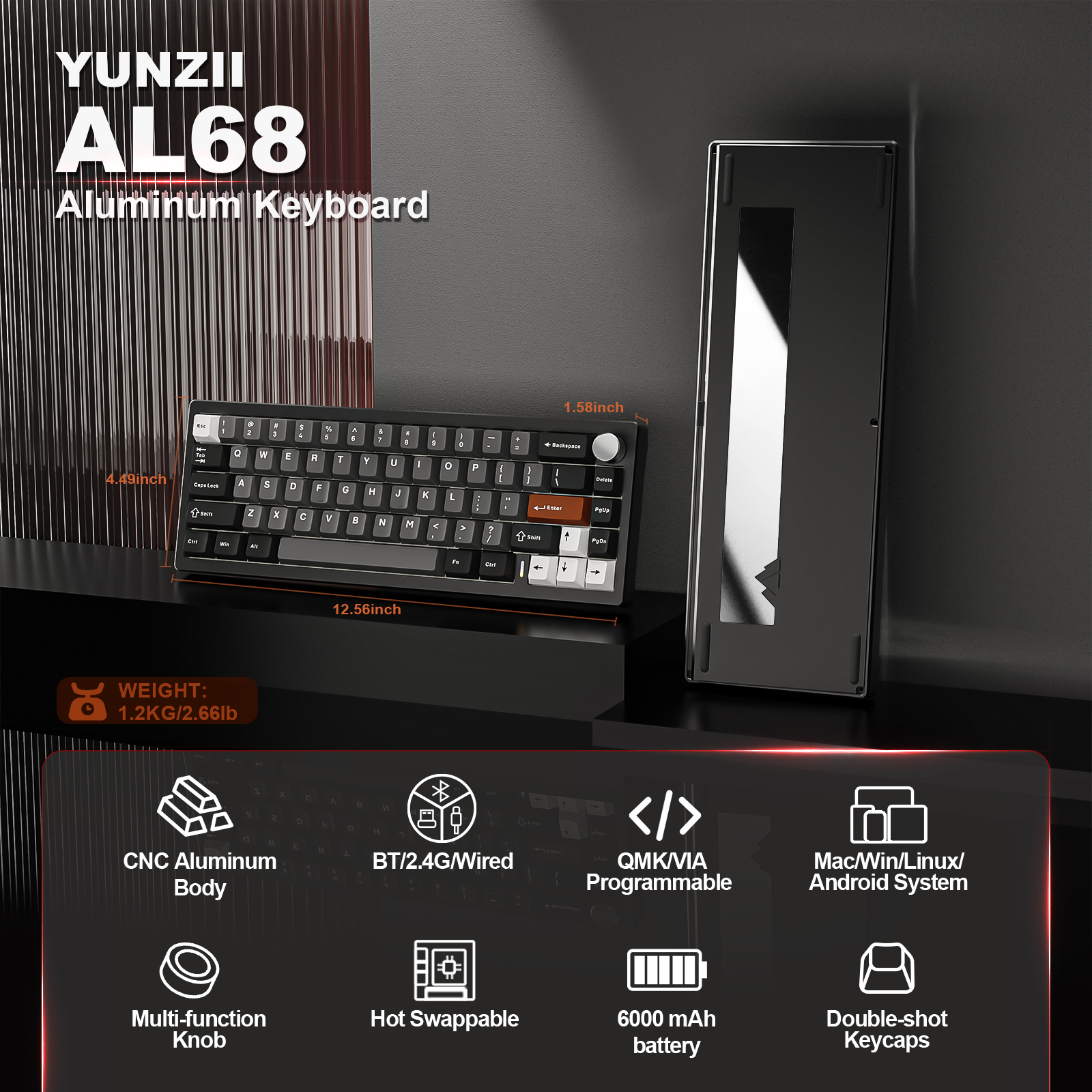 YUNZII AL68 Zwart QMK/VIA mech - Keyboard Gaming Mac recensie en prijs