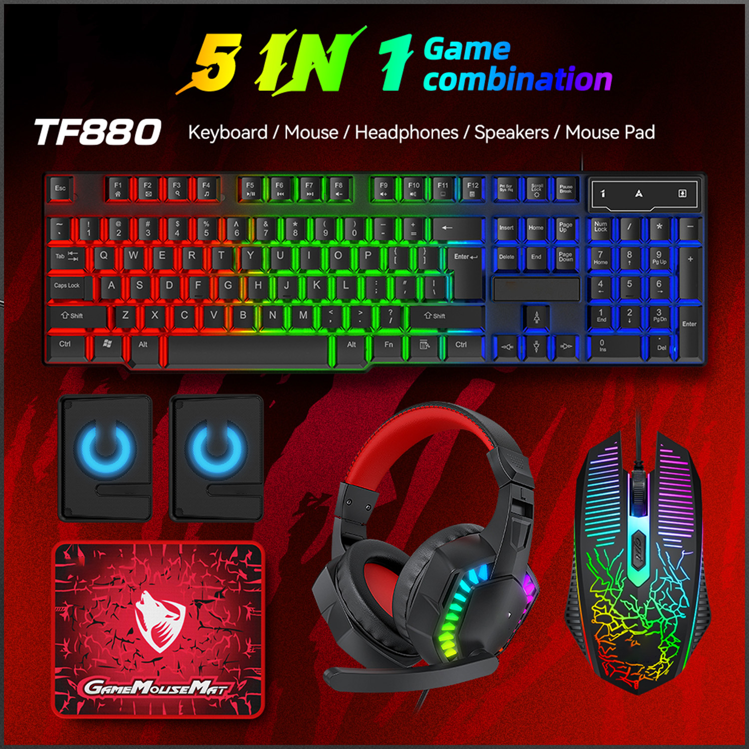 5-in-1 Set Gaming Combo Toetse - Gaming Keyboard Mouse And Headset Combo recensie en prijs
