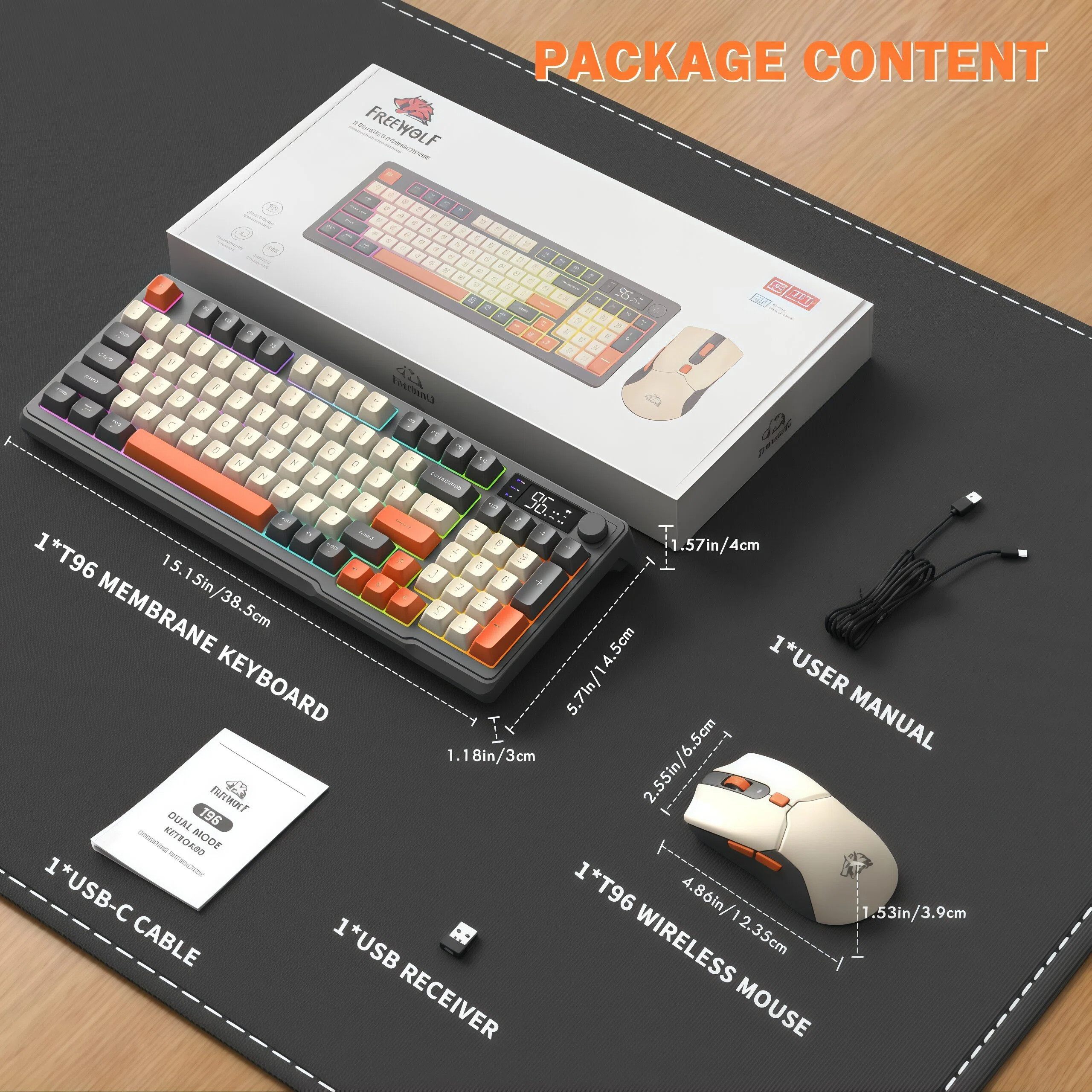 FREEWOLF T96 Draadloos Toetsen - Gaming Keyboard Mouse And Headset Combo recensie en prijs