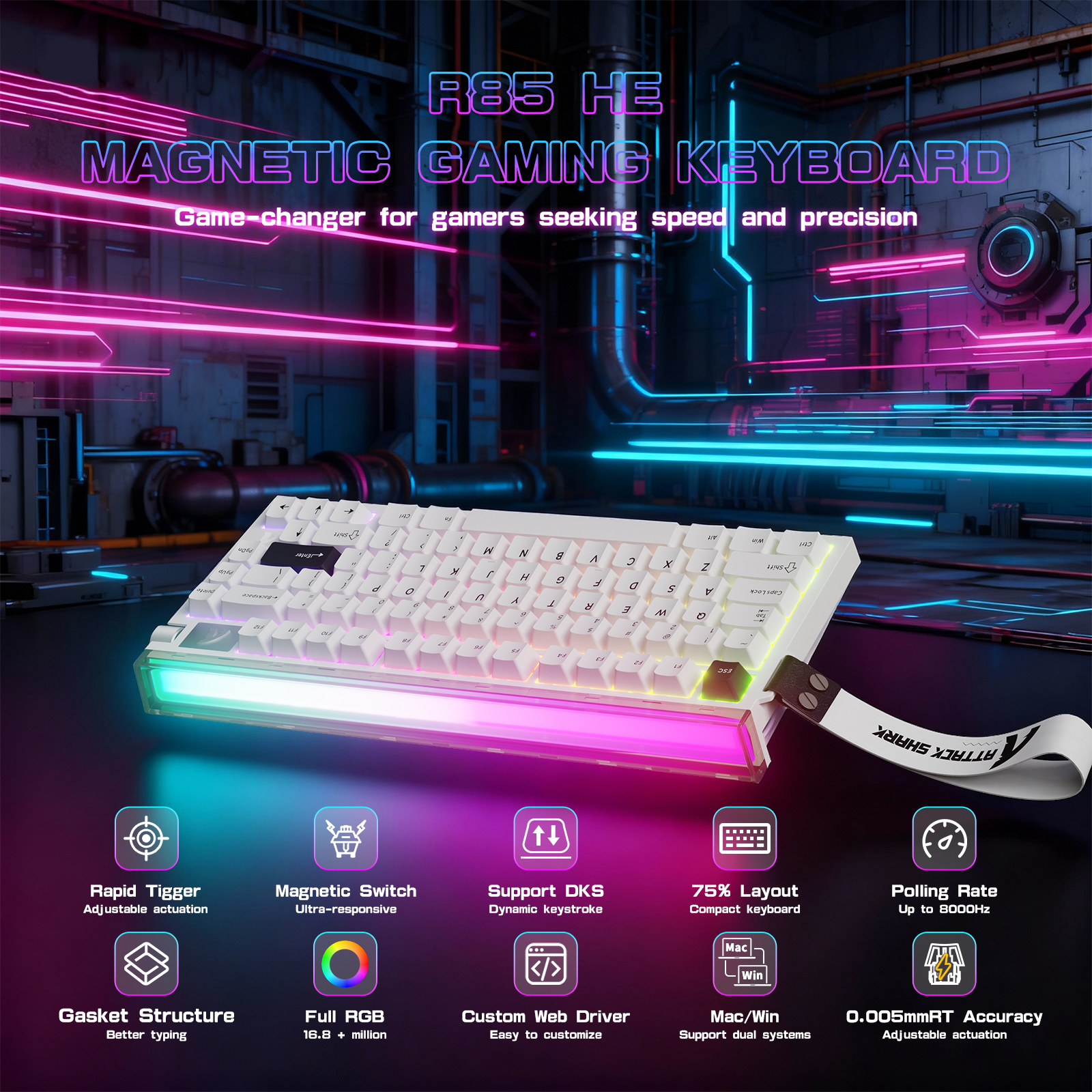 ATTACK SHARK R85HE Bedraad 75% - Gaming Keyboard Mouse And Headset Combo recensie en prijs