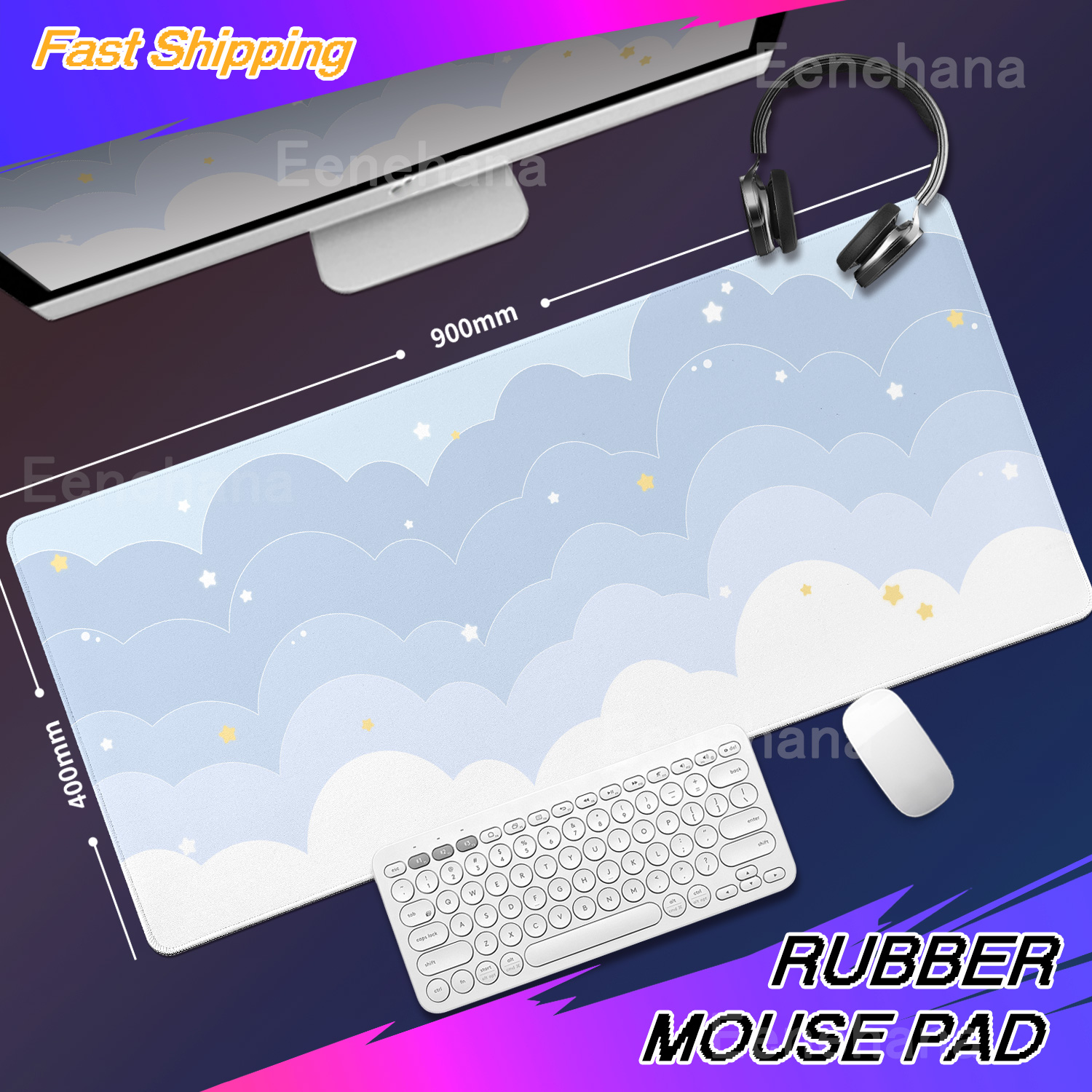 Lichtblauw Roze Wolken Bureaum - Gaming Keyboard Blue recensie en prijs