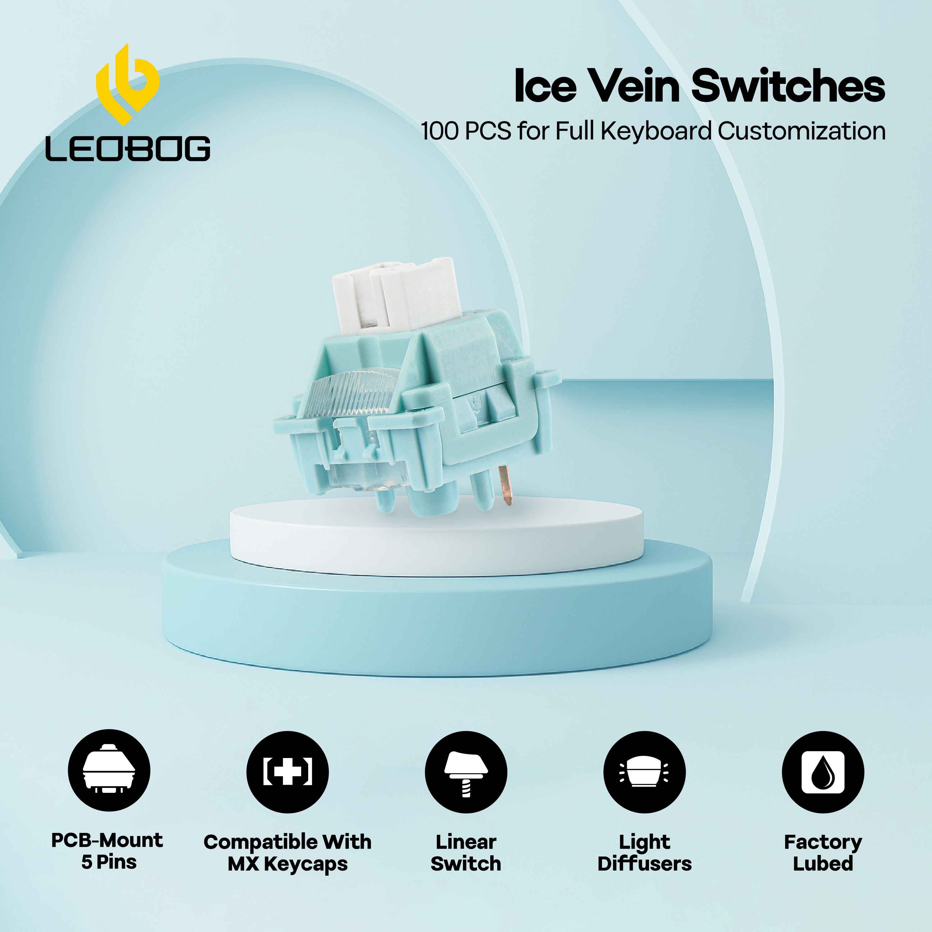 100 stuks LEOBOG Ice Vein 42gf - Keyboard Lube Kit recensie en prijs
